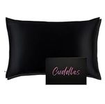 Cuddles 100% pure Mulberry Silk Pillow Case for Hair and Skin Health, Standard Size 50 x 75 cm Silk Pillow Case, Soft Smooth Cooling Premium A Grade 22 Momme Silk Pillow Covers for Sleeping (Black)