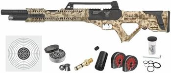 Hatsan Invader Limited Edition .25 Cal 900 FPS 38 FPE PCP Digital Tan Camo Air Rifle with Wearable4U Paper Targets and 150x .25cal Pellets Bundle