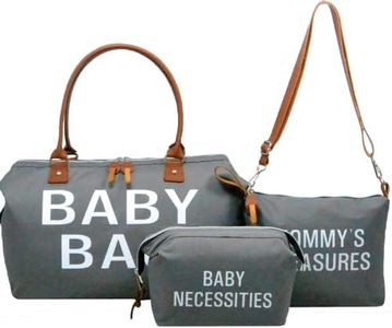 Baby Bag 3 Set Borsa per il cambio,Borsa per neonati,Borse mamma maternità Essentials,Mommy Lavoro e parto, Borsa da viaggio di grande capacità per la cura del bambino (3 Set Grey1)