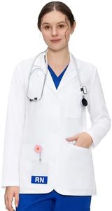 Lab Coat for Women with 3 Pockets, Professional White Women's Lab Coat Long Sleeve, Hip-Length Fit, White, 4XL