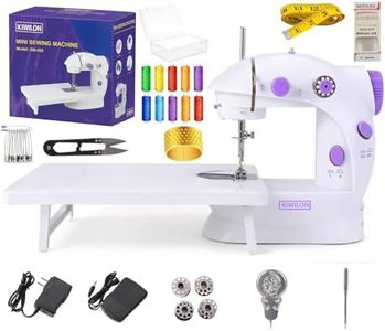 Kiwilon Mini Sewing Machine Electric With Table Set I Stitching Machine For Home Tailoring With Foot Pedal, Adapter, Built-In Focus Light And Sewing Kit I Silai Machine (PurpleXWhite)