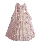 Women's Renaissance Dress Sweet Princess Lolita Dress Victorian Ball Gown Girls 1800s Victorian Rococo Dress Costumes, Pink, 3X-Large