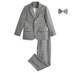 LOLANTA Boys' Suit Long Sleeve Suit Coat with Dress Pants and Bow for Wedding Graduation Darkgray, 11-12 Years