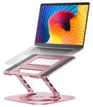 AOEVI Adjustable Laptop Stand with 360 Rotating Base, Computer Stand for Laptop Ergonimic Foldable Laptop Riser for Desk Compatible with MacBook Pro/Air Notebook up to 16 Inches,Pink