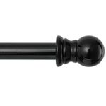 Curtain Rods for windows,1" Diameter Metal Single Adjustable Telescoping Curtain Rod with Finials (Black, 30-44")