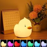 Tremdwoto Duck Night Light for Kids, Rechargeable 7 Color Changing Nightlight, Soft Squishy Silicone Duck Lamp the ideal Birthday Christmas Gift/Bedroom Decor for Boys Girls Baby Toddler Child Nursery