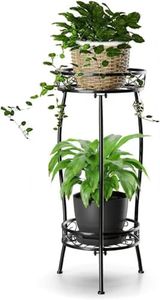 Plant Stand Indoor Outdoor, 2 Tier Tall Metal Plant stand 27.1 " Plant Holder Rack Heavy Duty Rustproof Decorative Plant Shelf for Corner Garden Balcony Patio Lawn office