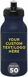 DISCOUNT PROMOS Custom 20 oz. Water Bottles with Push Cap Set of 50, Personalized Bulk Pack - Perfect for Gym, Hiking, Camping, Outdoor Sports - Navy Blue