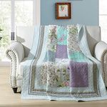 Light Blue Patchwork Throw Blanket 