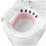 DEANIC Foldable Sitz Bath for Toilet Hemorrhoids Treatment and Post Partum Care, Yoni Steam Bath Seat for Pregnant Women, Bidet Bowl with 1 Towel (Pink)