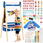 Belleur All-in-One Art Easel for Kids with 2 Paper Rolls & Deluxe Accessories, Adjustable Magnetic Double Sided Whiteboard & Chalkboard, Painting Kid Easel for Toddlers 2-8, Ideal