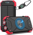 BLAVOR Solar Charger Power Bank 10,000mAh, Portable Wireless Charger, 20W Fast Charging External Battery Pack with USB C for Cell Phones, Solar Panel Charger with Dual Flashlight for Camping