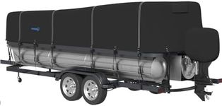 Tuszom Pontoon Boat Cover 800D Marine Grade Polyester Pontoon Cover with Windproof Adjustable 16 Tire-Down Straps (Length:17'-20' Beam Width: up to 102")