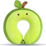 FRIUSATE Travel Pillow for Kids, Cute Unicorn Neck Pillow 30 * 30cm Memory Foam Neck Support Pillow Portable U Shaped Cushion for Car Airplane Train Office Home Sleeping Rest (Green)