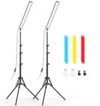 Unicucp 2-Pack LED Video Light Stick with 62.99'' Tripod Stand/Color Filter, Home Studio Light Photography Wand Lighting Kit for Game Streaming/Video Recording/Content Creation/Portrait, USB Charger