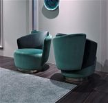 City Wood Palace Luxury Imperia Collection Italian Modern Armchair True Innovation Lounge Chair with Metal Strips Single Seater Sofa Accent Chair Living Room Bedroom (Set of 2) (Dark Green)