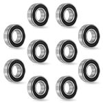 10 Packs R8-2RS Ball Bearings, 1/2 x 1-1/8 x 5/16 Double Rubber Sealed Roller Ball ABEC3 Precision Small Ball Bearing