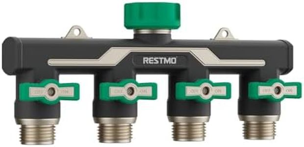 ESTMO Heavy Duty 4 Way Y Garden Hose Splitter Full Metal Body, Green