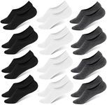 WHISPER DEER No Show Low Cut Socks Men - Invisible Casual Cotton Loafer Socks With Non-Slip Grip (3/6/12 Packs)