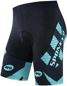 Cycling Shorts Padded Men Road Bike Tights Wicking Cycle Gear Biking Triathlon Short, Turquoise Green, X-Large