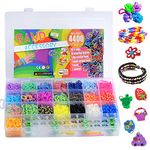 Venzina® 4800+ Rubber Loom Bands for Bracelet Jewelry Making Kit, Rainbow Rubber Bands Refill Loom Set with Braiding Tools, Crochets & Assorted Charms for Girls Kids DIY Crafts