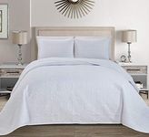 (King/California King, White) - Fancy Collection 3pc King/California King Embossed Oversized Coverlet Bedspread Set Solid White New