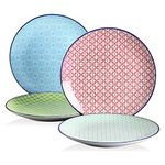 vancasso, Macaron Series, Porcelain Desert Plate, 4 Pieces, Japanese Flat Plate – 22 cm