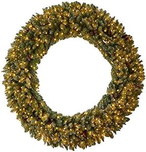 Nearly Natural 6ft. Giant Flocked Christmas Wreath w/Pinecones, 400 LEDs