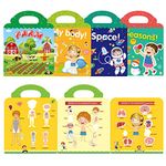 Reusable Sticker Book for Kids 2-4 Years,4 Pack Kids Toddlers Activity Book Farm, Space, Body and Seasons Stickers for Travel Birthday Gift (Farm+Body+Space+Seasons)