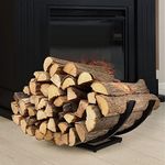 EALPVIS Curved Firewood Rack Holder: Heavy Duty Firewood Holder Indoor Outdoor for Firewood Storage - Fireplace Wood Rack Log Holder Black 30-Inch