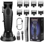 KEMEI 2296 Professional Hair Clippers for Men Cord/Cordless Hair Cutting Kits, Hair & Beard Trimmer, T Blade Barber Clippers with USB Rechargeable, Black