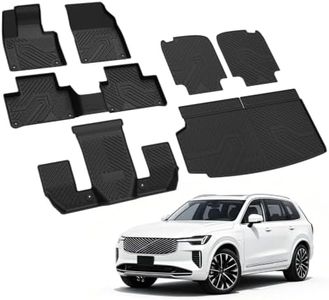 LASFIT Floor Mats & Cargo Liner for 2016-2026 Volvo XC90 T8 PHEV 6 Seats Only, Custom Fit All Weather TPE Floor Liners, Refined Interior Protection, 1st 2nd 3rd Row Mats, Trunk Mat & Backrest Mats