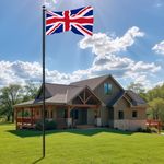 Outopee 25FT Aluminium Sectional Flagpole Kit, Detachable Flag Pole in Ground with UK Flag, Black Ball Finial and Halyard Rope for Residential, Garden Yard and Commercial Use, Black