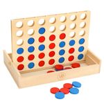 VingaHouse Wooden Line Up 4 Educational Board Game Toys 4 In a Line Classic Fun Educational Family Games Four In a Row for Kids Children over 3 years old