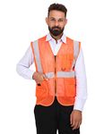 CLUB TWENTY ONE Reflective Vest with Pockets, Workwear Jacket for Men, Worker Utility Vest with High Visibility Reflective Strip (Size - XX-Large, Color - Orange)