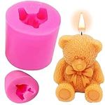 3D Teddy Bear Shape Silicone Candle Soap Making Mold Cake Decorating Fondant Chocolate Candy Baking Mould for Wedding Baby Shower Birthday Gift Party Decoration Handmade Craft DIY