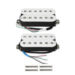 FLEOR Set of Alnico 5 Guitar Double Coil Humbucker Pickup Neck Bridge Pickup Set 4 Wires Brass Base Plate High Output, White Color