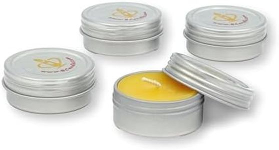 BCandle Set 100% Beeswax Tea Light in Flat Tin Container with Screwtop Cover, for Camp, Outdoor, Sports Events, Fishing (4)
