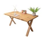 Solid Wood Oiled Oak Office Desk With Oak Wooden X Legs | 800mm x 500mm x 40mm | Fully Finished Premium European Wooden Tabletop And X Oak Legs Wooden Workstation Table For Work, Writing And Study