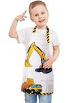 Kids Aprons for Boys - Truck Toddler Apron for Kids 6-8 with Pocket Adjustable Strap Kids Art Smock for Kids 8-12 Paint Apron