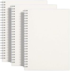 RETTACY Blank Notebook Spiral 3-Pack,Unlined Notebook with Clear Hardcover A5 Size 100GSM Thick Paper for Students,Office,Travelers 480 Pages Total 8.26 x 6.1 Inches