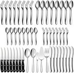LIANYU 77-Piece Heavy Duty Silverware Set for 12, Plus Serving Utensils and Steak Knives, Stainless Steel Cutlery Flatware Set, Heavy Weight Eating Utensils Set for Home Wedding, Dishwasher Safe
