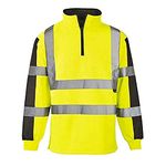 shelikes Hi Vis Viz 2 Tone Rugby Shirt High Visibility Reflective Safety Traffic Construction Two Tone Sweatshirt Jumper Workwear Top