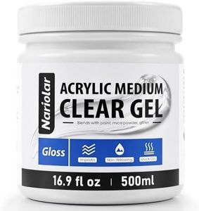 Nariolar 16.9oz Heavy Gloss Gel Medium, Clear Non-Yellowing Acrylic Gel