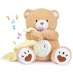 BEREST Baby Sleep Soother Happy Bear, Mom's Heartbeat Bear Lullabies & Shusher White Noise Machine, Nursery Decor Night Light Projector, Toddler Crib Sleeping Aid, Baby Shower Gifts Portable Teddy