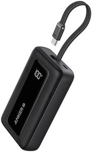 Anker Zolo Power Bank, 10,000mAh 30W High-Speed Portable Charger with Built-in USB-C Cable, Fast Charging Battery Pack for iPhone 15 Series, MacBook, Galaxy, iPad, and More