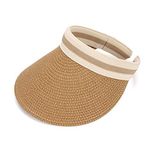 MK MATT KEELY Women Large Brim Beach Straw Golf Sun Hat Summer Cap Brown