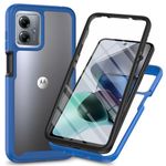 Motorola Moto G54 5G Case with Built-in Screen Protector, 360 Full Body Protective Cover Heavy Duty Anti-Scratch Shockproof Slim Silicone Bumper Clear Phone Case for Motorola Moto G54, Blue