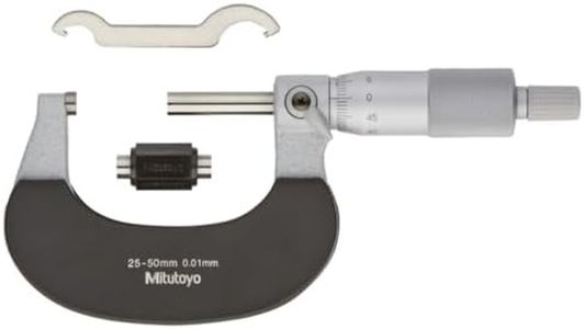 Mitutoyo 102-302 Series 102 Constant Force Outside Micrometre with Ratchet Stop, 25 mm-50 mm Range, 0.01 mm Graduation