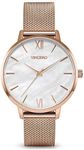 Vincero Luxury Women’s Eros Wrist Watch with a Leather Watch Band — 38mm Analog Watch — Japanese Quartz Movement… (Mesh Rose + White Pearl)